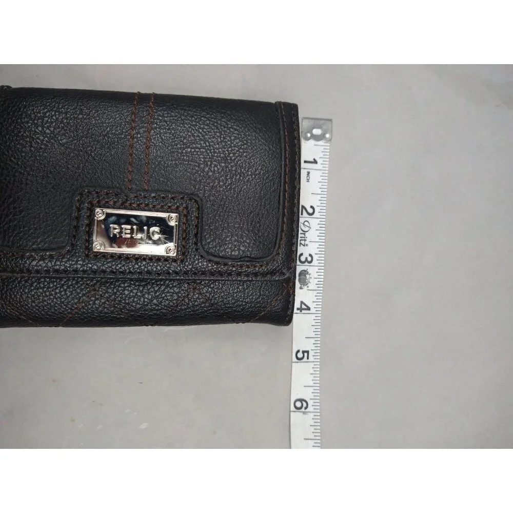Relic Leather Wallet Brown Zip Pocket Coin Purse‎ Card Slots Bi-Fold Wallet